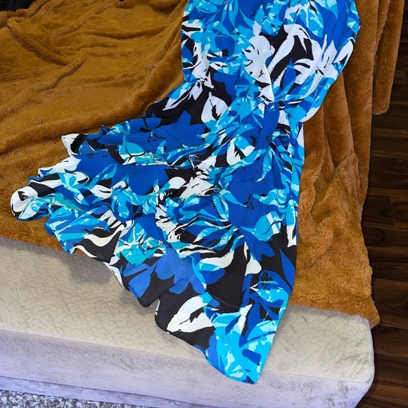 Parker Diane Surplice Wrap Dress Blue Floral - Picture 5 of 11